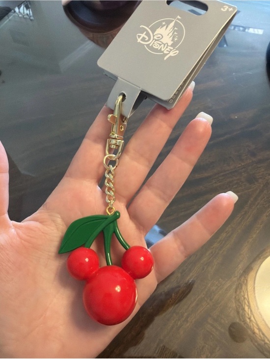 Disney Accessories - Disney Cherry Key & Card Holder Charm - Red and Green with Gold Hardware